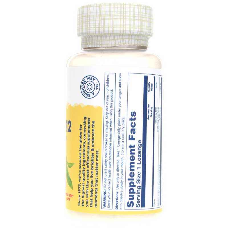 Vitamin B-12 with Folic Acid 1000 Mcg Cherry, by Solaray, image #2