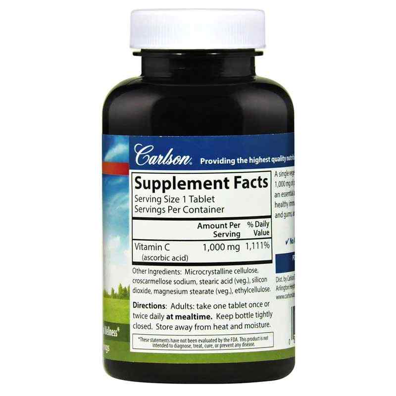 Vitamin C 1000 Mg, 250 Veg Tablets, by Carlson Labs, image #2