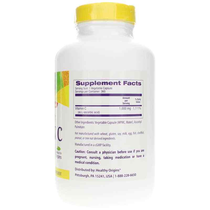 Vitamin C 1000 Mg, 360 Veg Capsules, by Healthy Origins, image #2