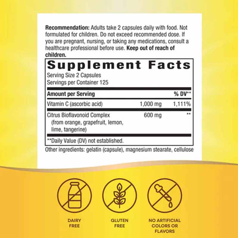 Vitamin C with Bioflavonoids Extra Strength, 250 Vegan Capsules, by Natures Way, image #2