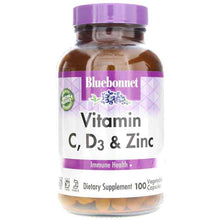 Vitamin C, D3 & Zinc, 100 Veg Capsules, by Bluebonnet
