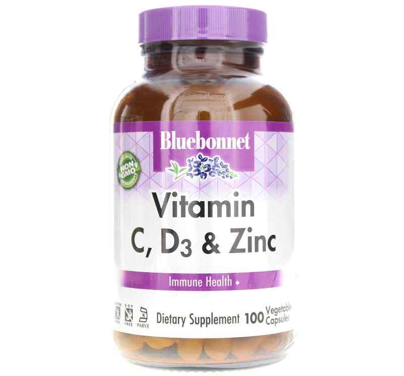 Vitamin C, D3 & Zinc, 100 Veg Capsules, by Bluebonnet