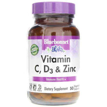 Vitamin C, D3 & Zinc, 50 Veg Capsules, by Bluebonnet