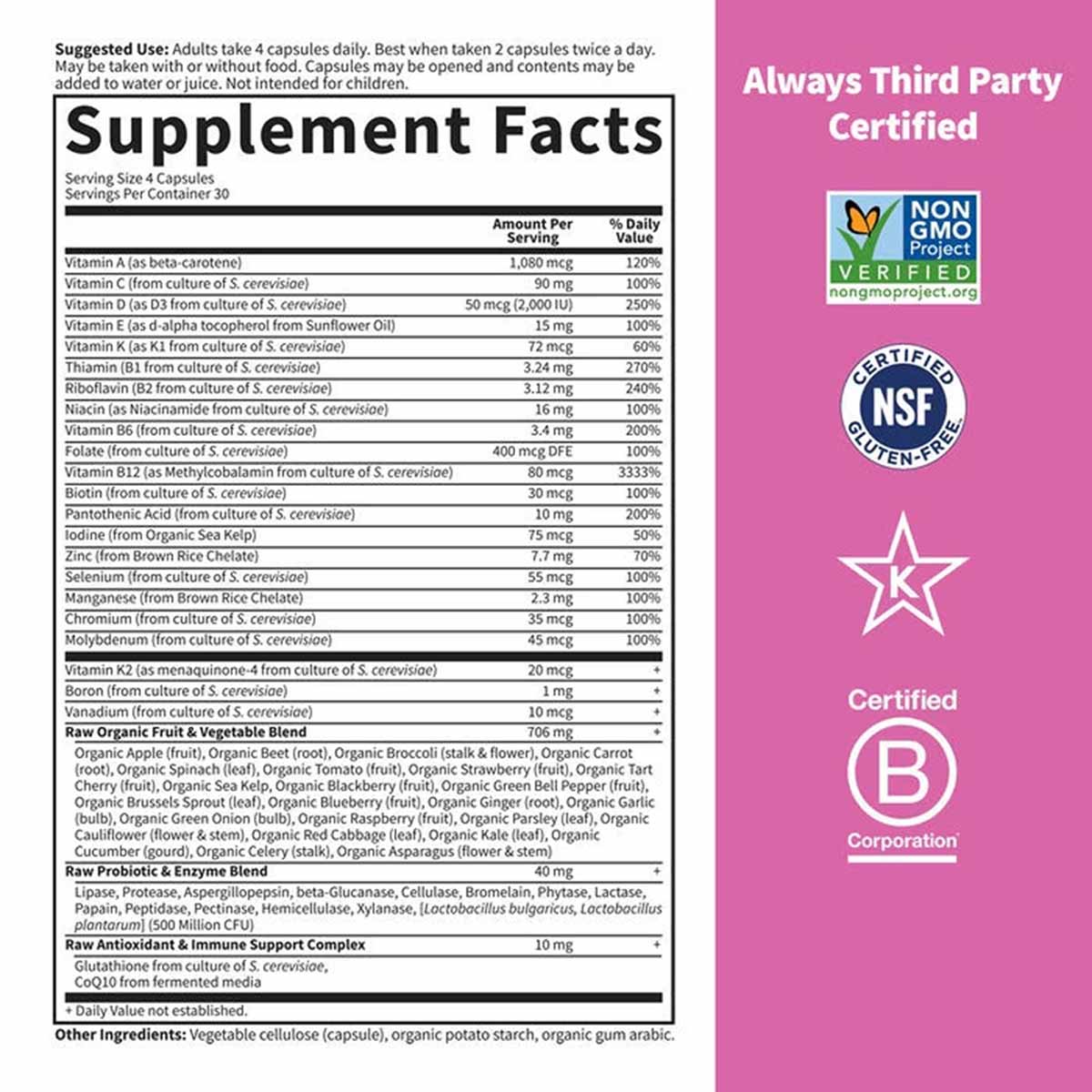 Vitamin Code 50 & Wiser Women Multivitamin, by Garden of Life