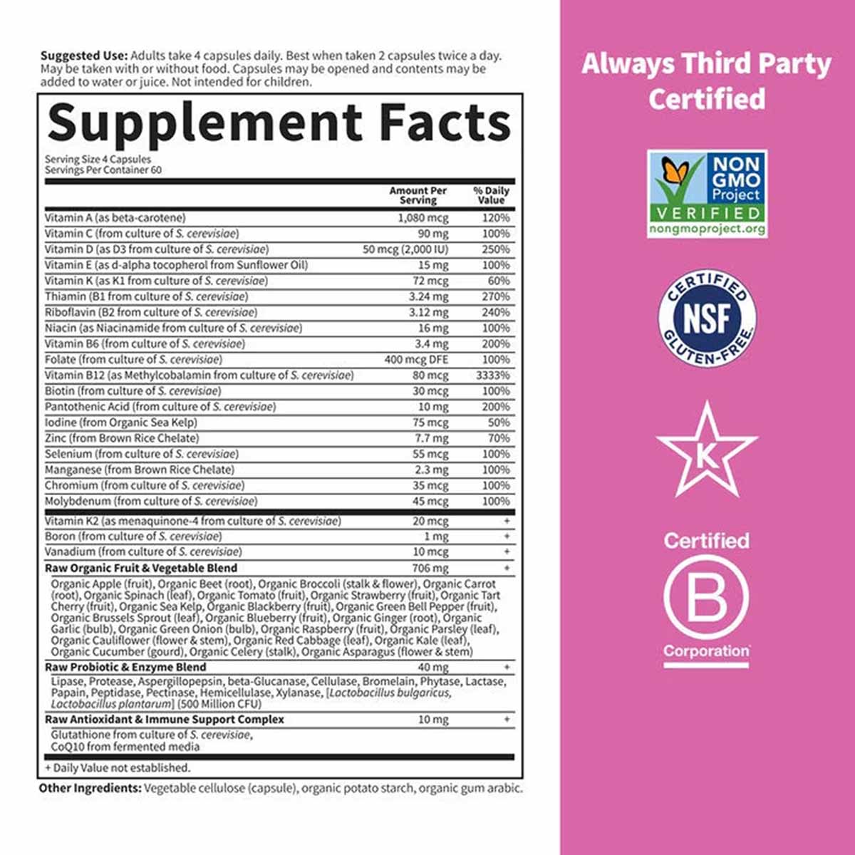 Vitamin Code 50 & Wiser Women Multivitamin, by Garden of Life