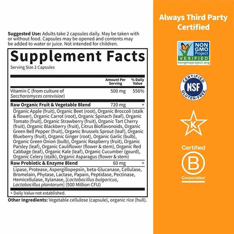 Vitamin Code Raw Vitamin C 500 Mg, 120 Veg Capsules, by Garden of Life, image #2