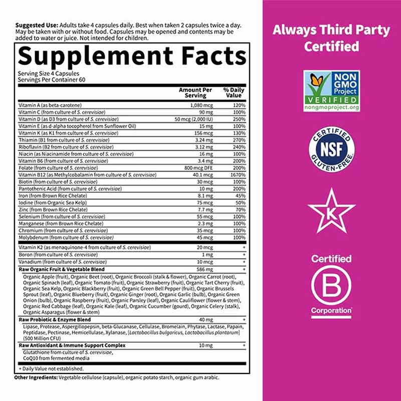 Vitamin Code Women Raw Whole Food Multivitamin, 240 Veg Capsules, by Garden of Life, image #2