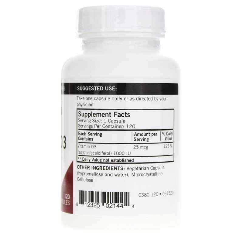 Vitamin D-3 25 Mcg (1000 IU) Capsules, by Kirkman, image #2