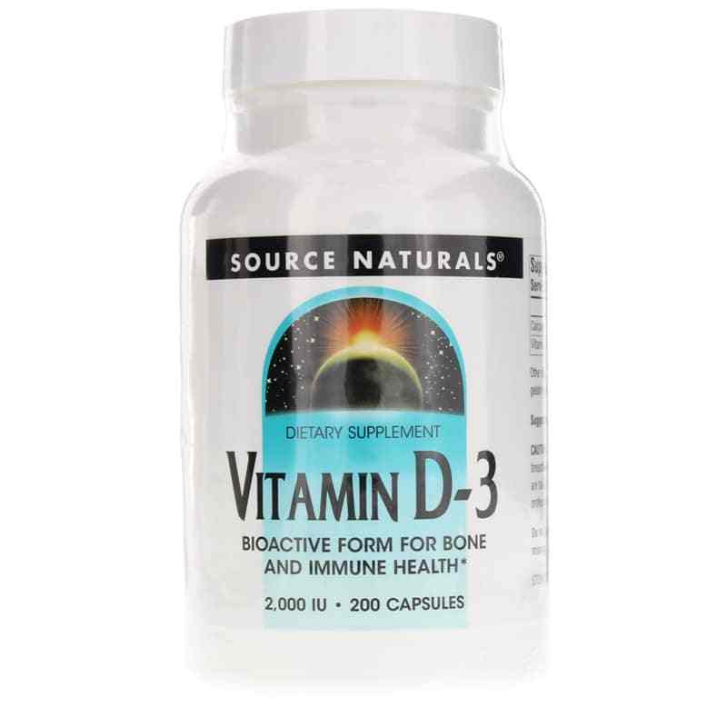 Vitamin D-3 2, 200 Capsules, by Source Naturals