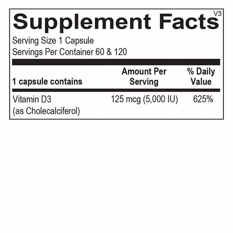 Vitamin D 5,000 IU, 60 Capsules, by Ortho Molecular, image #2