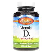 Vitamin D3 1,000 IU, 250 Softgels, by Carlson Labs
