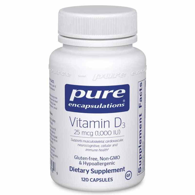 Vitamin D3 (25mcg) 1000 IU, 120 Capsules, by Pure Encapsulations