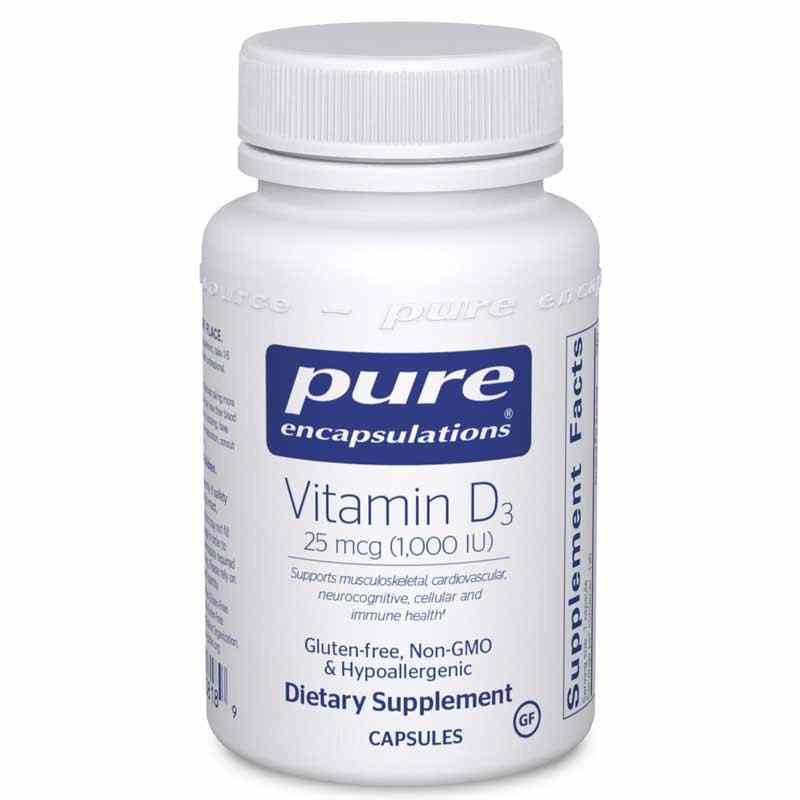 Vitamin D3 (25mcg) 1000 IU, 60 Capsules, by Pure Encapsulations