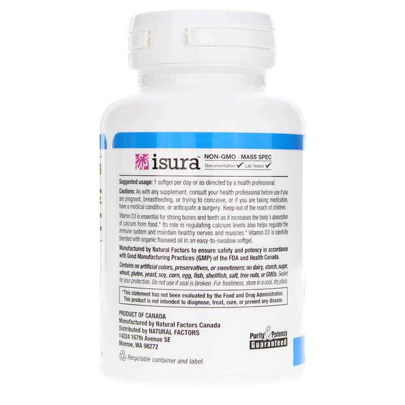 Vitamin D3 1000 IU, by Natural Factors, image #3
