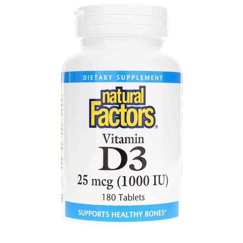 Vitamin D3 1000 IU Tablets, 180 Tablets, by Natural Factors
