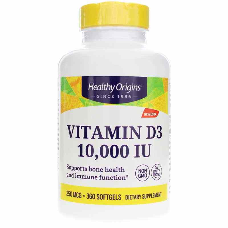 Vitamin D3 10000 IU (250mcg), 360 Softgels, by Healthy Origins