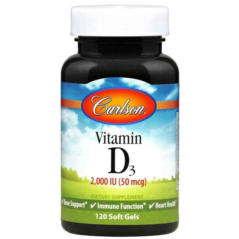 Vitamin D3 2,000 IU, 120 Softgels, by Carlson Labs
