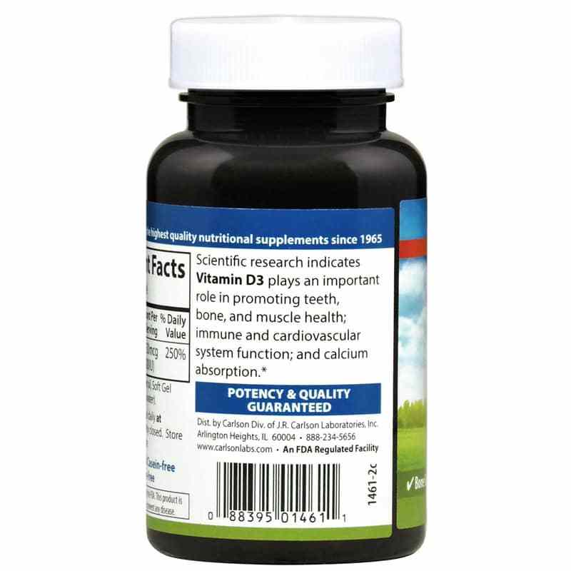 Vitamin D3 2,000 IU, 120 Softgels, by Carlson Labs, image #3