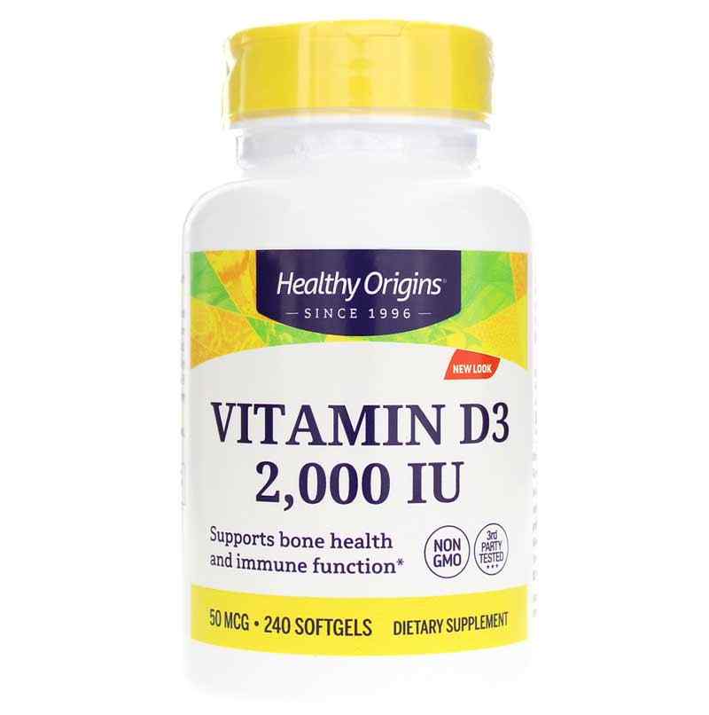 Vitamin D3 2000 IU (50mcg), 240 Softgels, by Healthy Origins