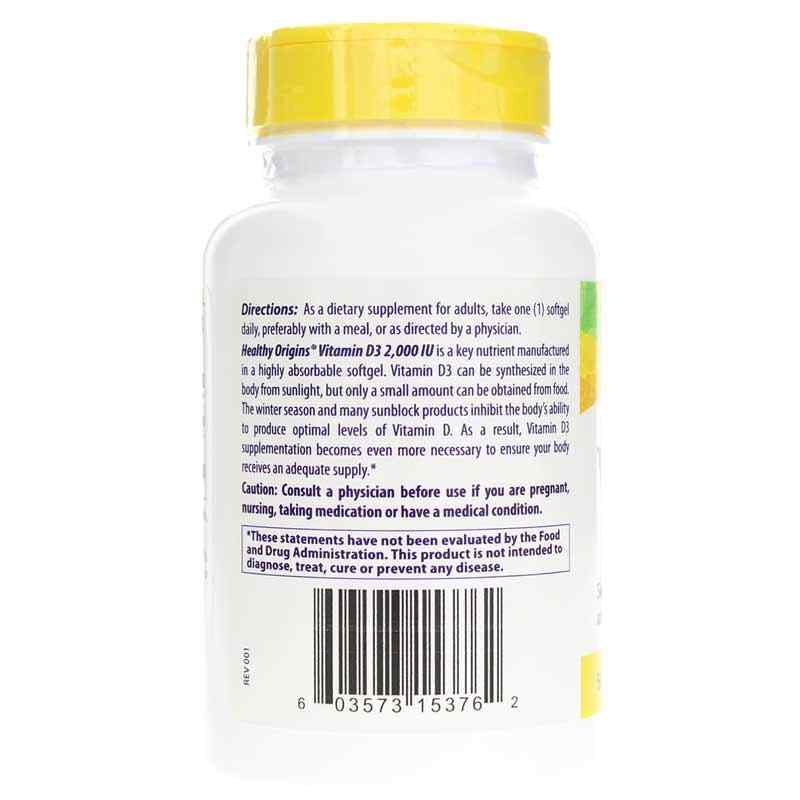 Vitamin D3 2000 IU (50mcg), 240 Softgels, by Healthy Origins, image #3