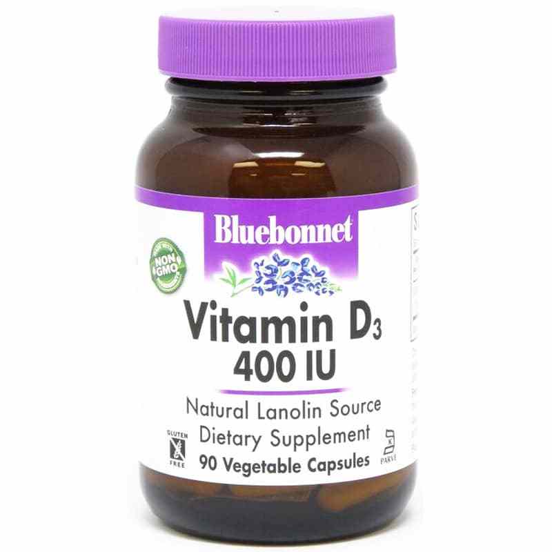 Vitamin D3 400 IU, 90 Veg Capsules, by Bluebonnet