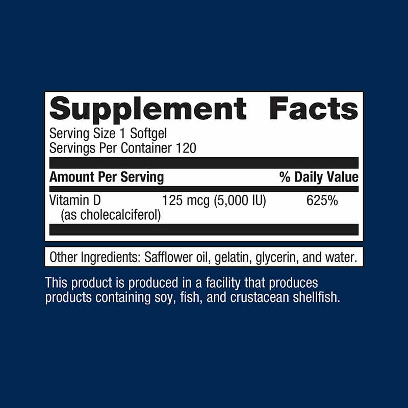 Vitamin D3 5000, 120 Softgels, by Metagenics, image #2