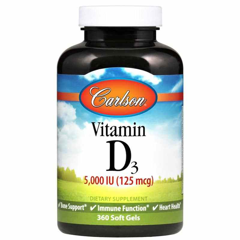 Vitamin D3 5,000 IU, 360 Softgels, by Carlson Labs