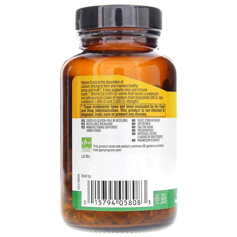 Vitamin D3 5000 IU, 200 Softgels, by Country Life, image #3
