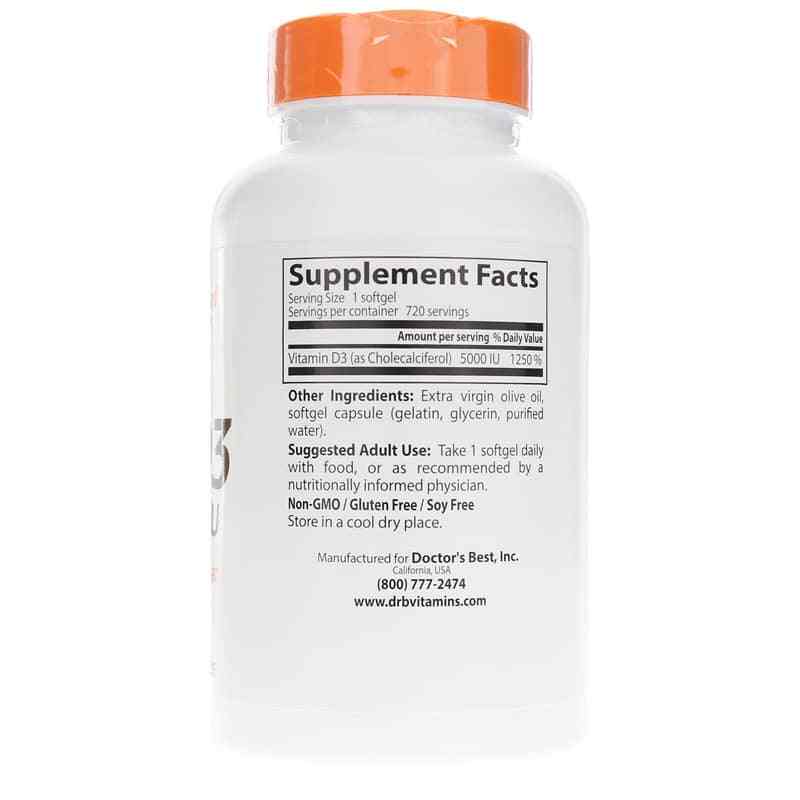 Vitamin D3 5000 IU, 720 Softgels, by Doctors Best, image #2