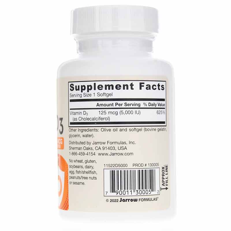 Vitamin D3 125 Mcg (5,000 IU), by Jarrow Formulas, image #2