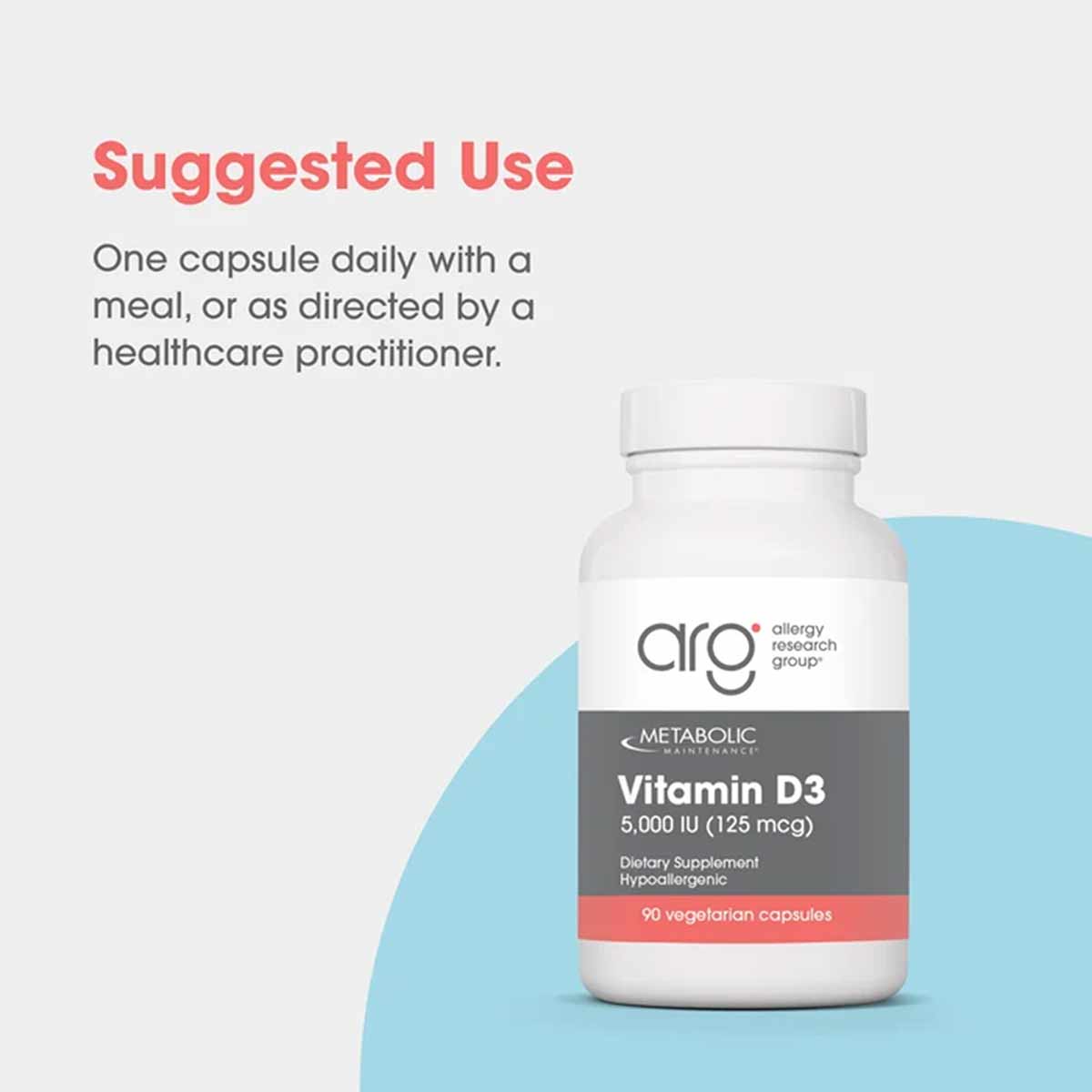 Vitamin D3 5,000 IU, 90 Capsules, by Allergy Research Group