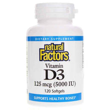 Vitamin D3 125 Mcg (5000 IU), 120 Softgels, by Natural Factors
