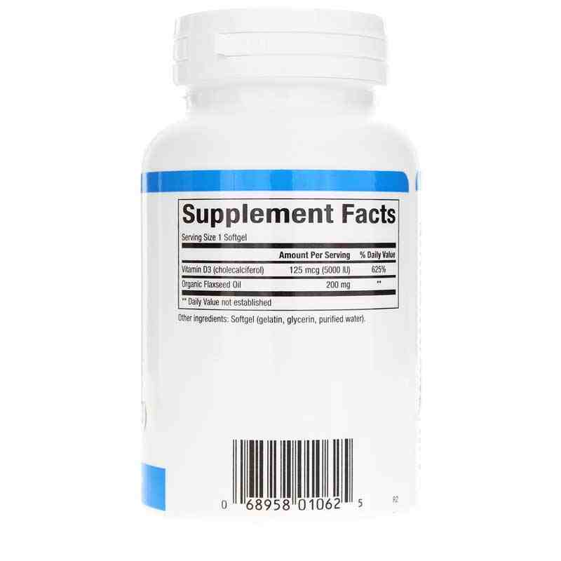 Vitamin D3 125 Mcg (5000 IU), 360 Softgels, by Natural Factors, image #2