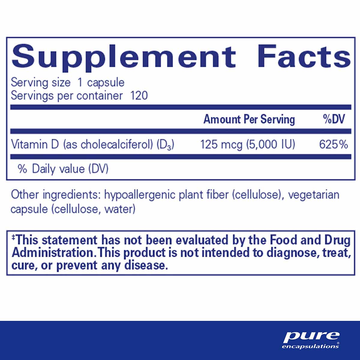 Vitamin D3 5000 IU, by Pure Encapsulations