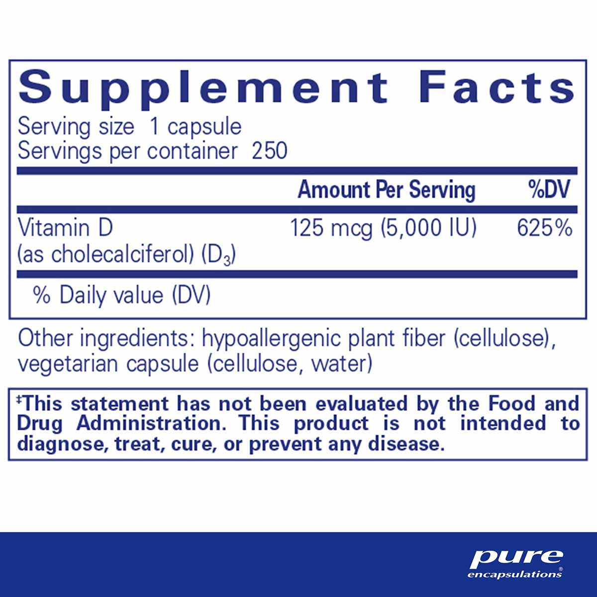 Vitamin D3 5000 IU, by Pure Encapsulations