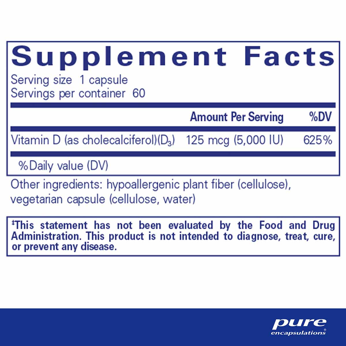 Vitamin D3 5000 IU, by Pure Encapsulations