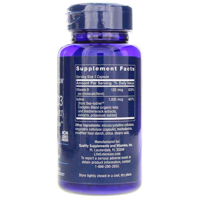 Vitamin D3 5000 IU with Sea-Iodine, by Life Extension, image #2