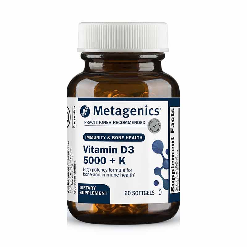 Vitamin D3 5000 + K, 60 Softgels, by Metagenics