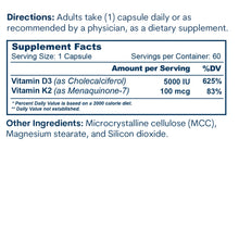 Vitamin D3 5000 IU & K2 Capsules, 60 ct, by Core Med Science