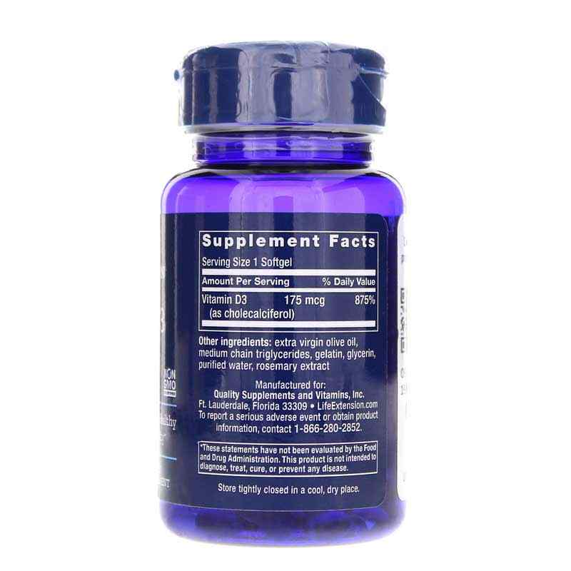 Vitamin D3 175 Mcg (7000 IU), by Life Extension, image #2