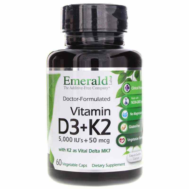 Vitamin D3 + K2 5000 IU + 50 Mcg, by Emerald