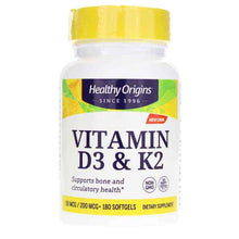 Vitamin D3 & K2, 180 Softgels, by Healthy Origins