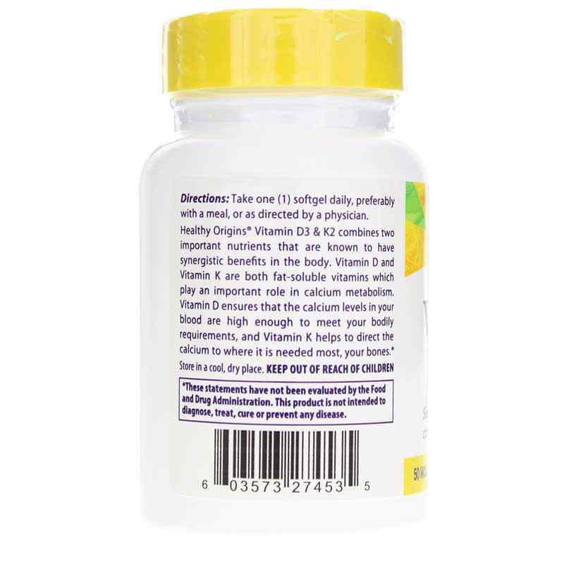 Vitamin D3 & K2, 180 Softgels, by Healthy Origins, image #3