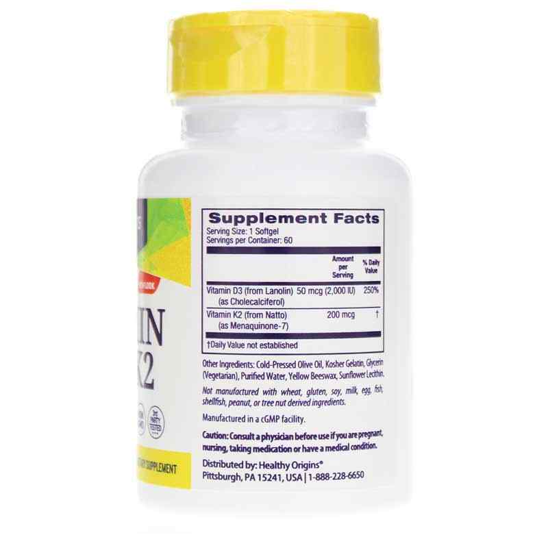 Vitamin D3 & K2, 60 Softgels, by Healthy Origins, image #2