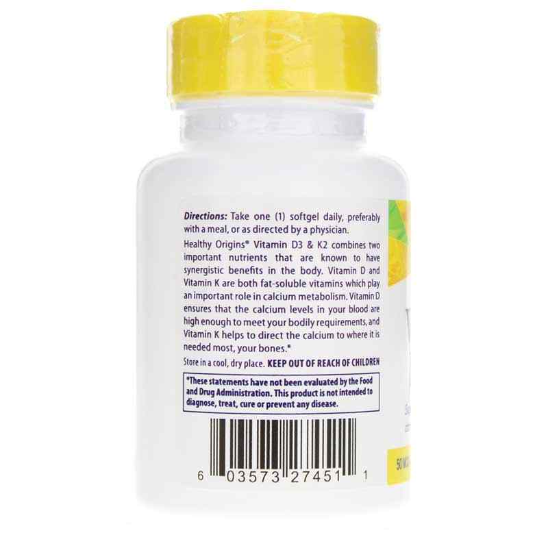 Vitamin D3 & K2, 60 Softgels, by Healthy Origins, image #3