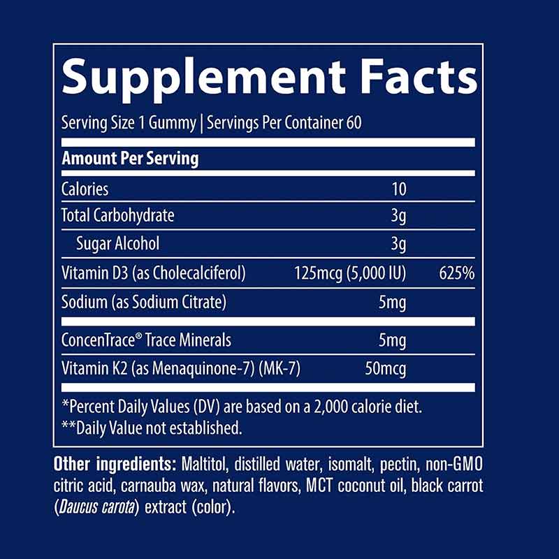 Vitamin D3 + K2 Gummies, 60 Gummies, by Trace Minerals Research, image #2