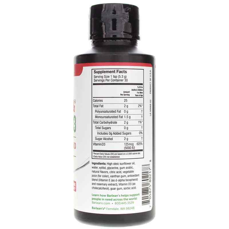 Vitamin D3 Liquid 5000 IU Strawberry Milkshake, by Barleans Organic Oils, image #2