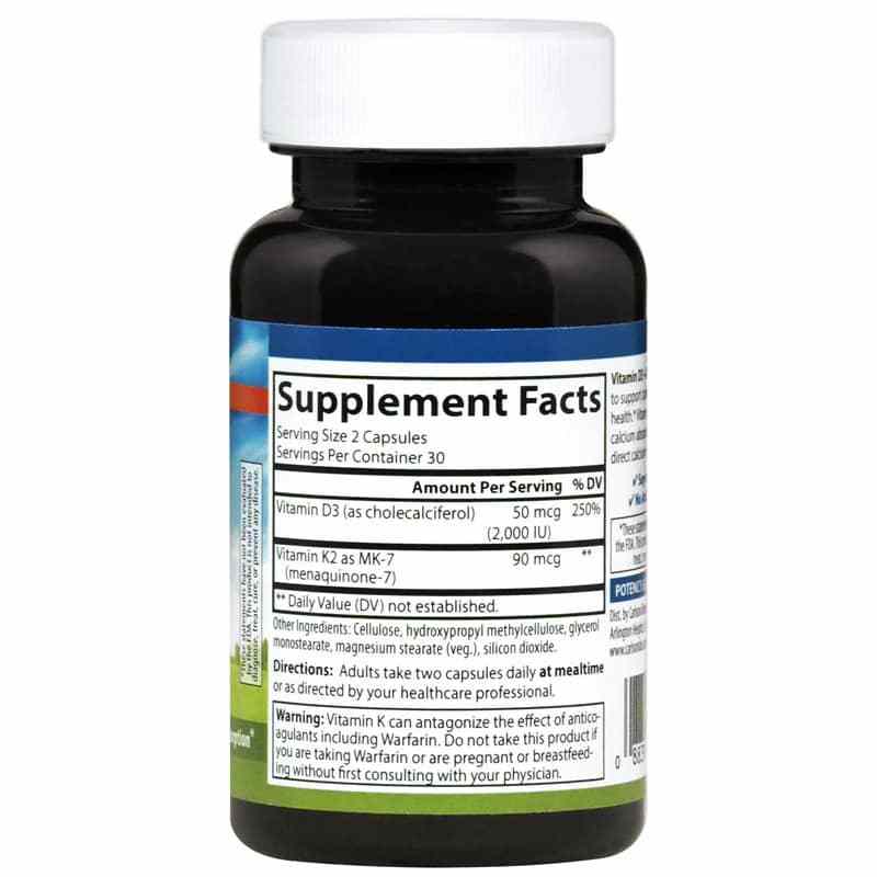 Vitamin D3 + K2, 60 Capsules, by Carlson Labs, image #2