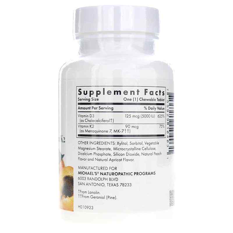 Vitamin D3 with Vitamin K2, 90 Vegetarian Tablets, by Michael's Health, image #2