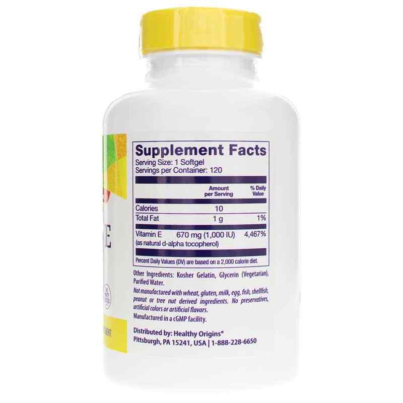 Vitamin E 1000 IU, 120 Softgels, by Healthy Origins, image #2